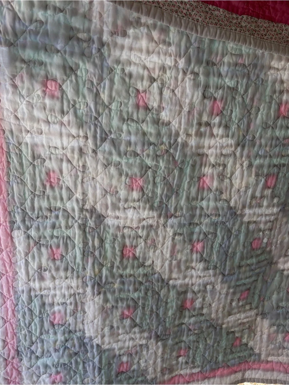 Vintage Floral Baby Quilt - Handmade Patchwork Nursery Quilt